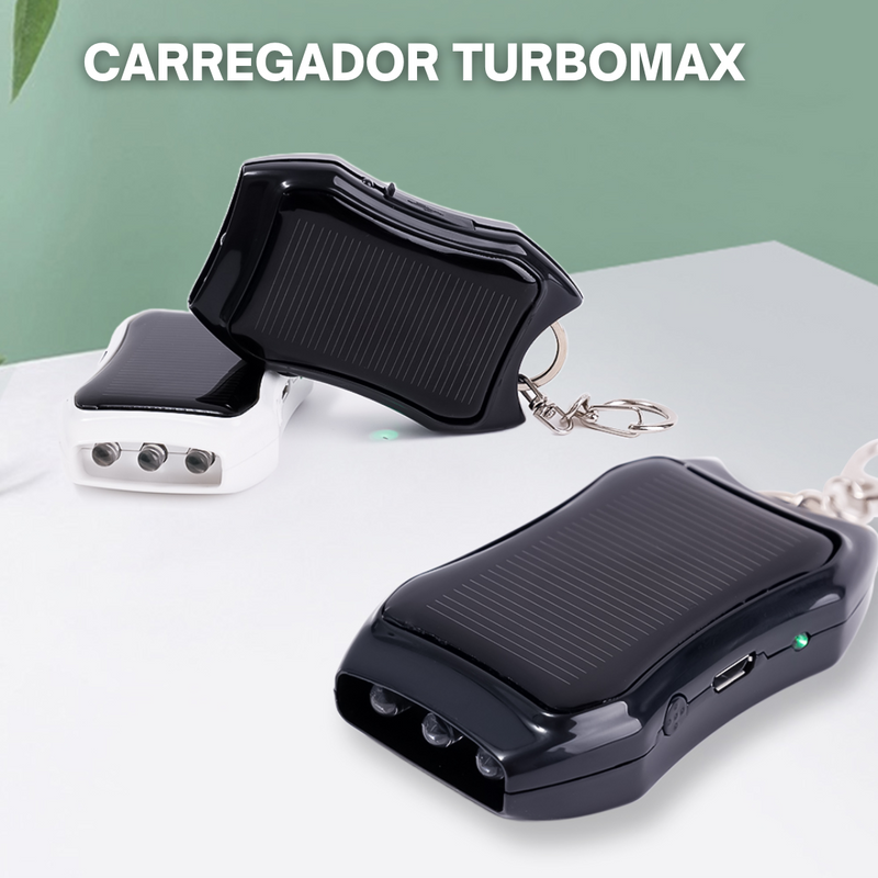 Carregador Turbo Max™ Energia Solar + Lanterna + Chaveiro