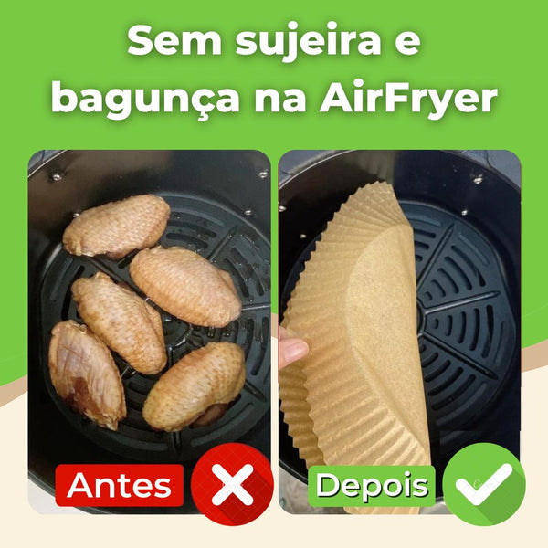 Forro de Papel Antiaderente Para Air Fryer + Ebook Grátis